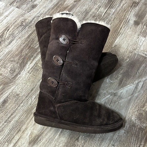 Bearpaw Lauren chocolate sheepskin button boots - Picture 16 of 16